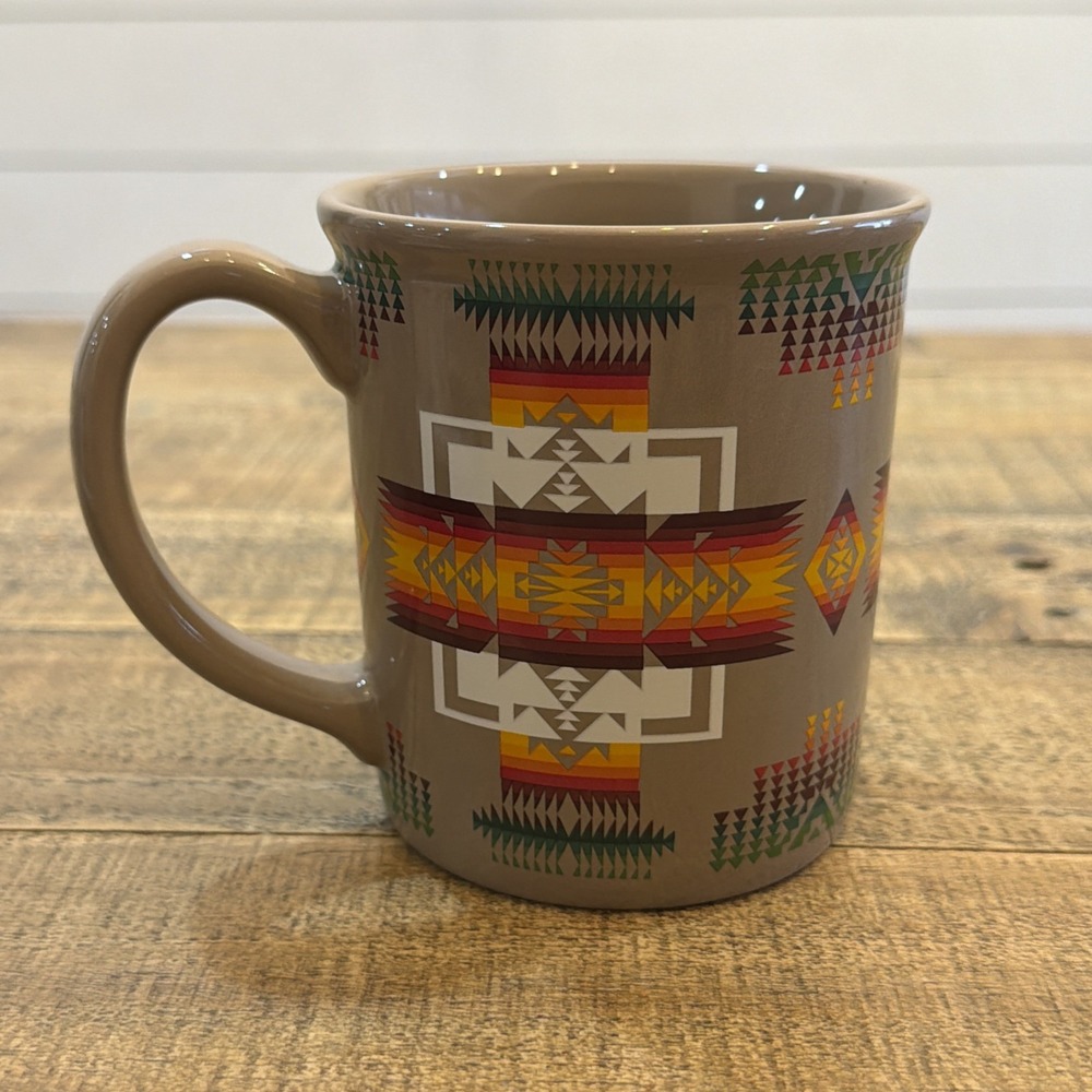 Pendleton Brown Woolen Mills Chief Coffee Mug Aztec Southwest Theme